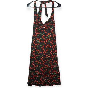 Morbid Threads Women's Vintage 90s Retro Pin Up Halter Dress Cherries size XL